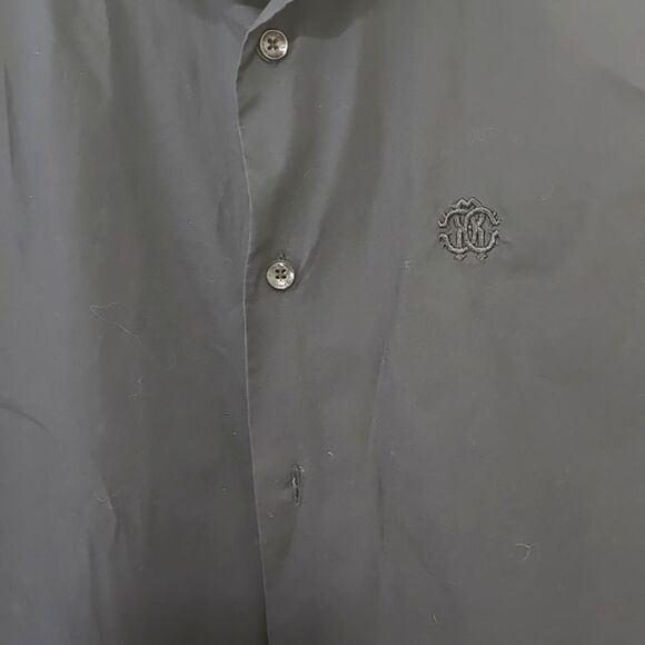 Roberto Cavalli Black Cavalli Button Down Shirt Sz 41/16 - Picture 2 of 9